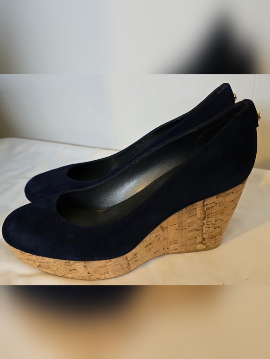Stuart Weitzman Shoes - *NEW Stuart Weitzman Navy Suede Cork Wedge Pumps 8 1/2